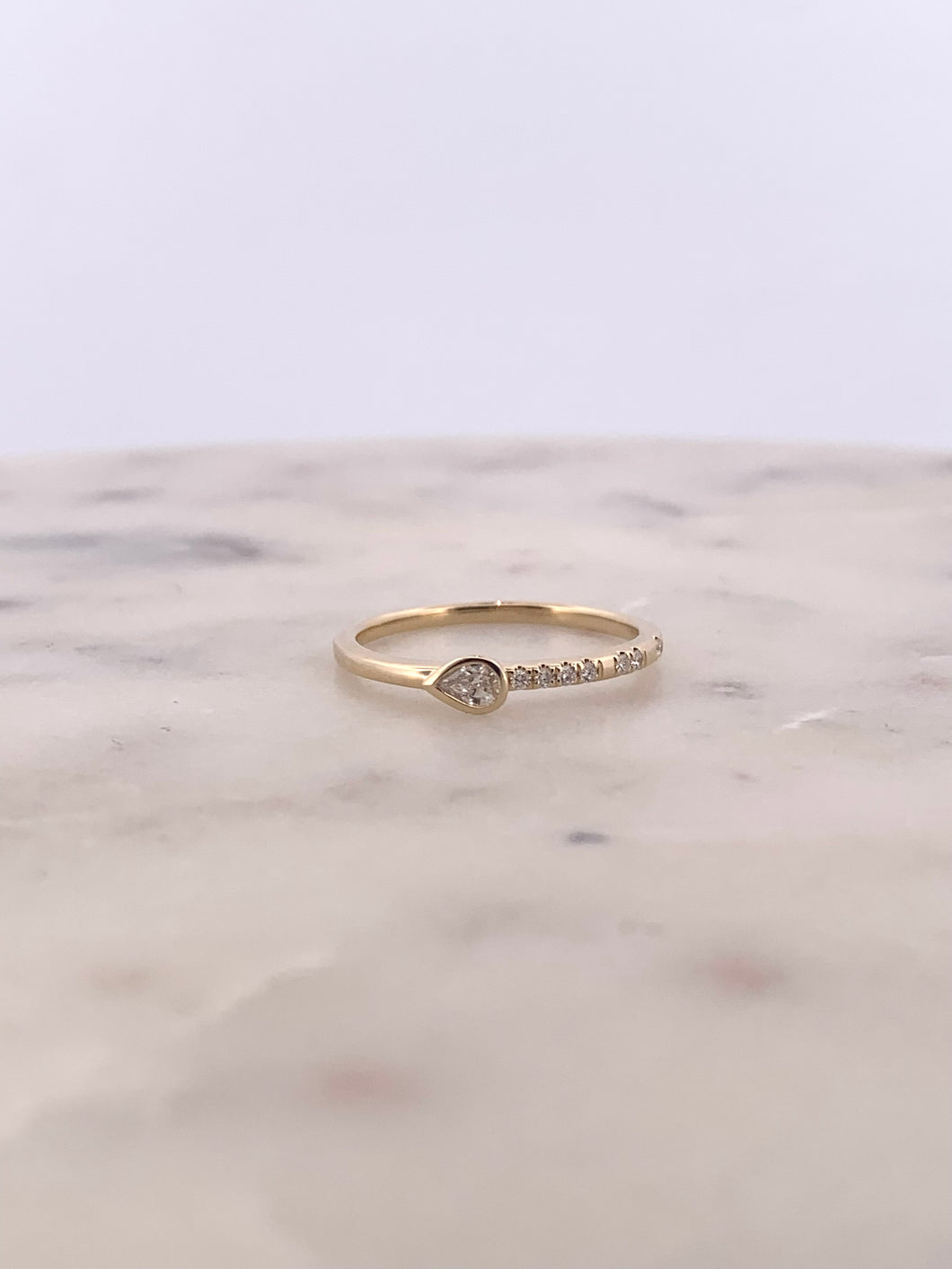 Sideways Pear Half Band Ring