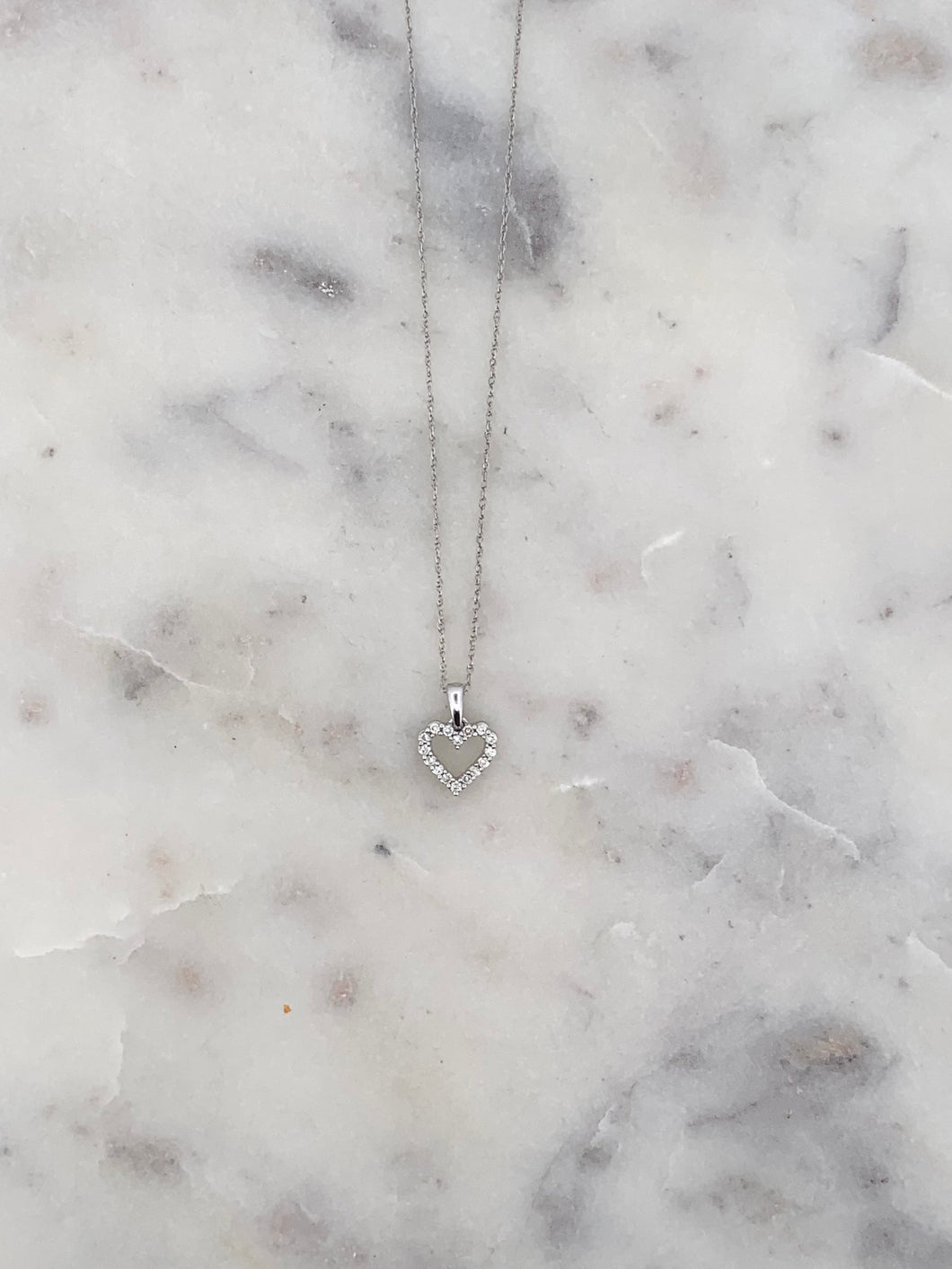 Open Diamond Heart Pendant with Necklace