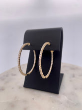 Load image into Gallery viewer, 2D Diamond Hoops- Yellow Gold
