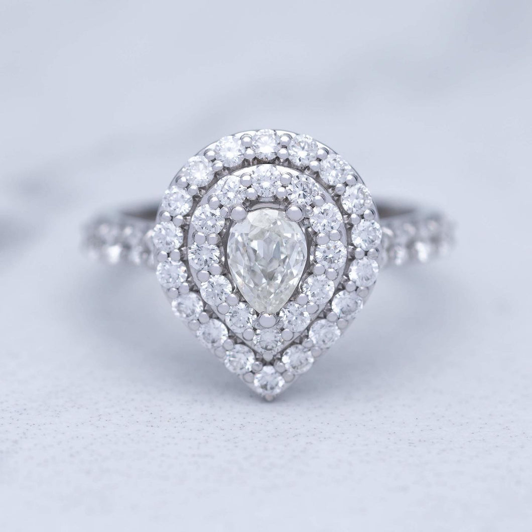 Halo Pear Shape Engagement Ring