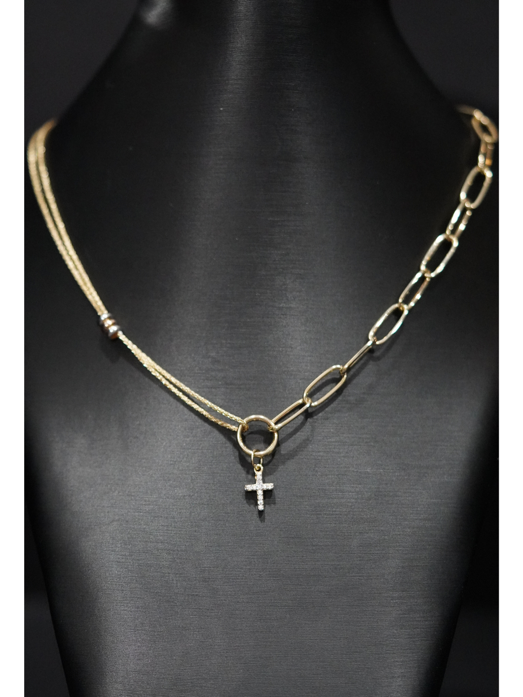Two Style Necklace with Cross Pendant